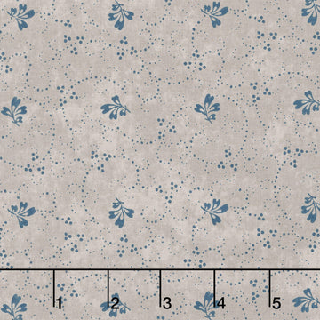 Patchwork Blue - Leaf Tan Yardage