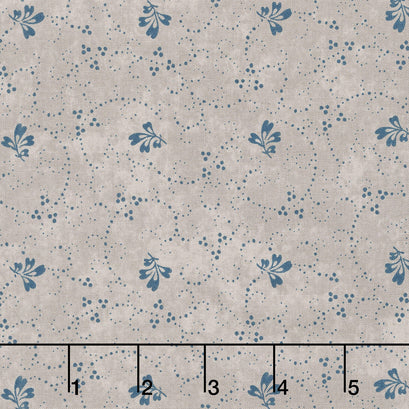 Patchwork Blue - Leaf Tan Yardage