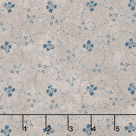 Patchwork Blue - Leaf Tan Yardage