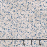 Patchwork Blue - Vines Tan Yardage