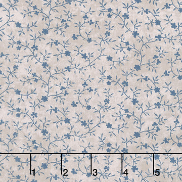 Patchwork Blue - Vines Tan Yardage