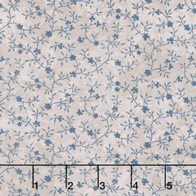Patchwork Blue - Vines Tan Yardage