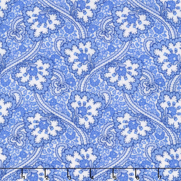 Blue Belle - Paisley White Yardage