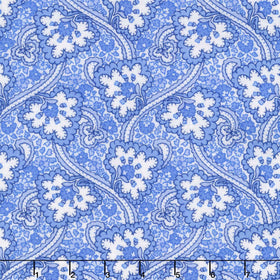 Blue Belle - Paisley White Yardage
