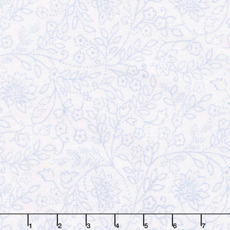 Blue Belle - Trailing Leaf White Yardage
