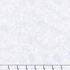 Blue Belle - Trailing Leaf White Yardage