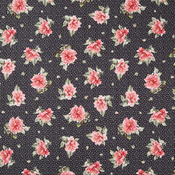 Marlowe - Tossed Flower Black Yardage