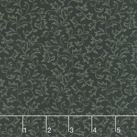 Moonlit Walk - Scrolling Leaf Black Yardage