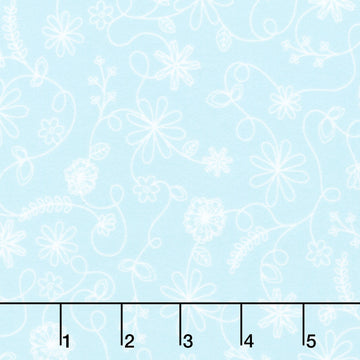 Kimberbell Basics Flannel - Swirl Floral Aqua Yardage