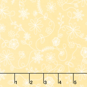 Kimberbell Basics Flannel - Swirl Floral Yellow Yardage