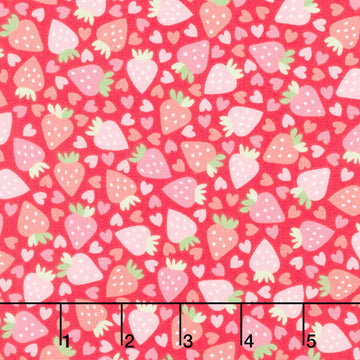 Sweet Shoppe - Strawberries and Hearts Red Yardage