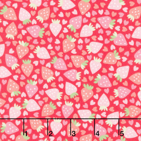 Sweet Shoppe - Strawberries and Hearts Red Yardage
