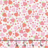 Sweet Shoppe - Strawberries and Hearts White Yardage
