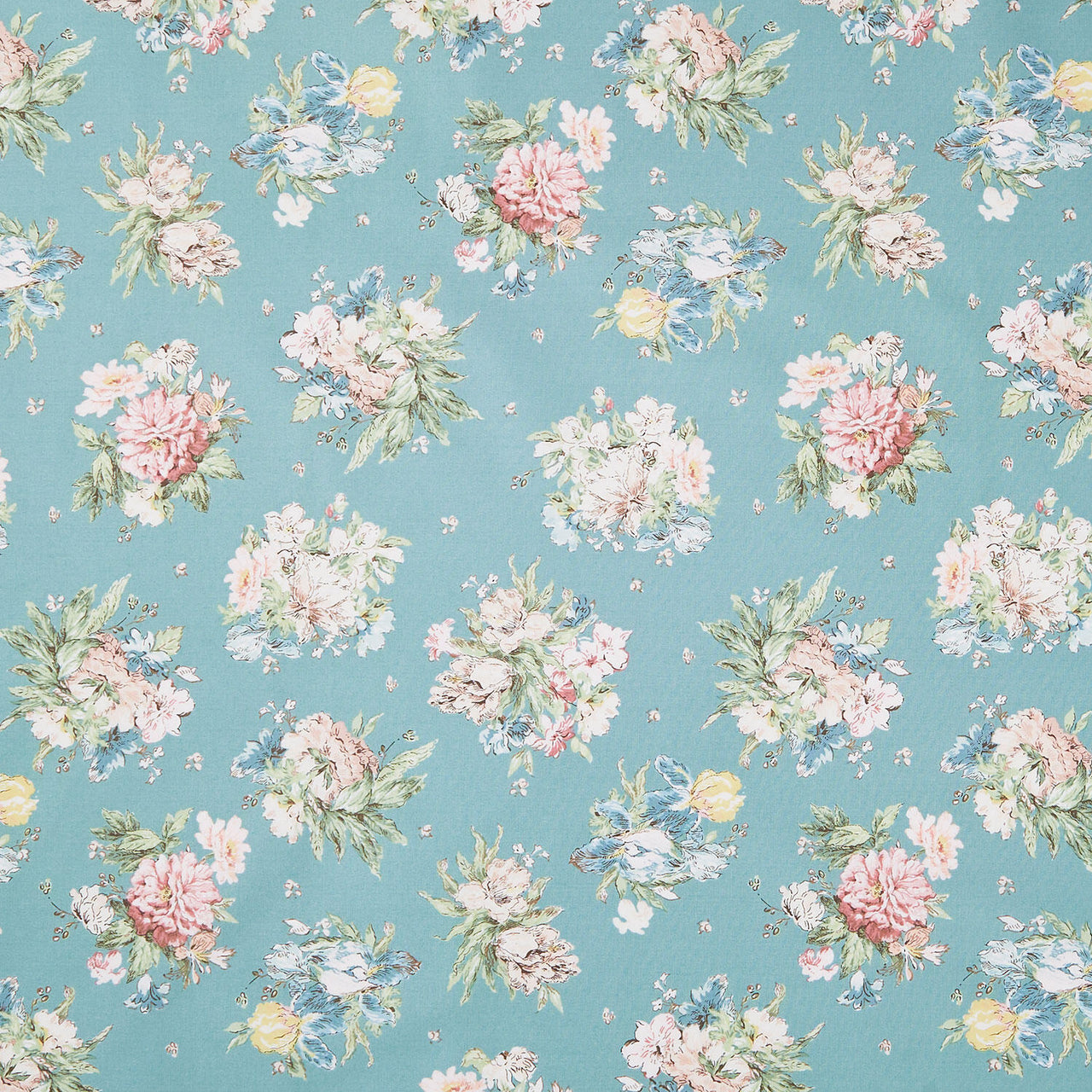 Terrace Blooms - Bouquets Blue Yardage