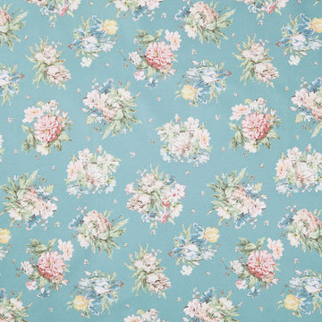 Terrace Blooms - Bouquets Blue Yardage