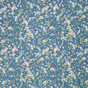 Terrace Blooms - Floral Branches Blue Yardage