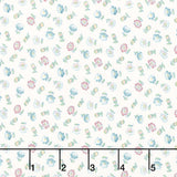 Terrace Blooms - Tossed Flowers White Yardage