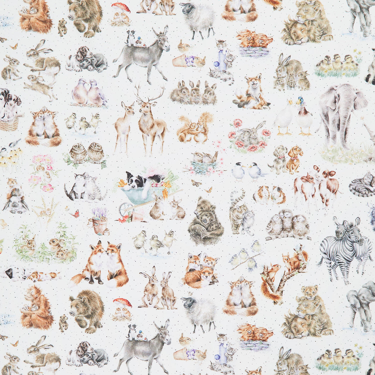 Together Is Better - Packed Animals Cream Yardage