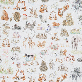 Together Is Better - Packed Animals Soft Grey Yardage