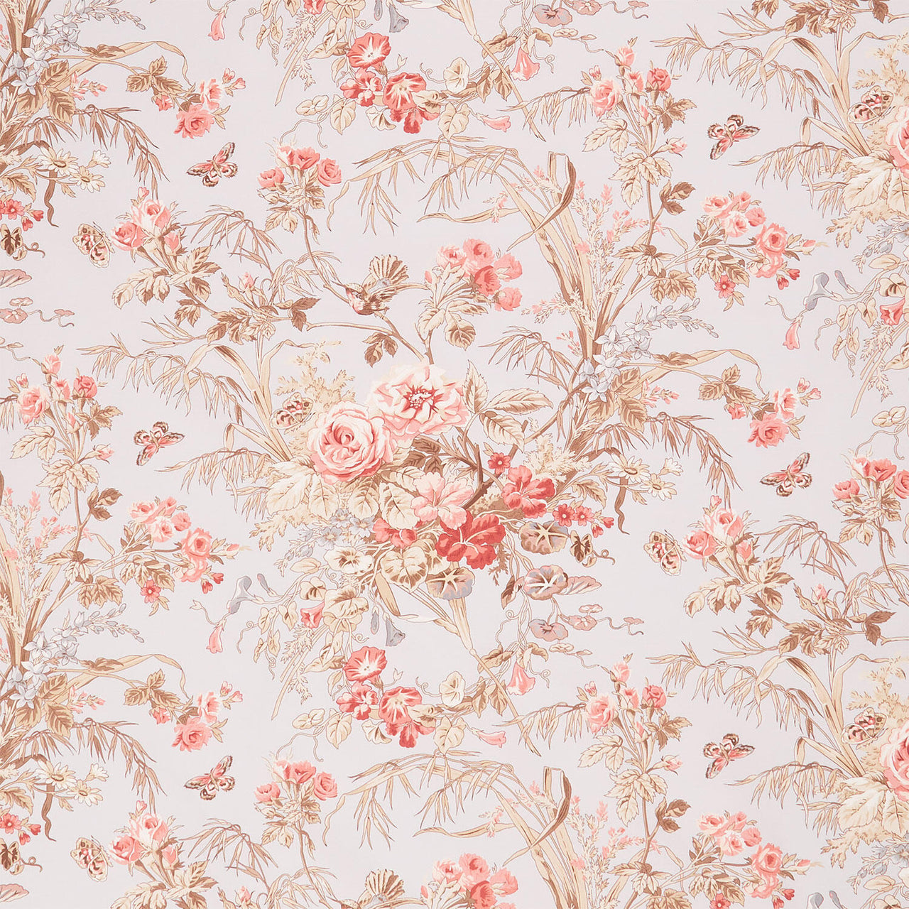 Meadow Blush - Focal Floral Blue Yardage