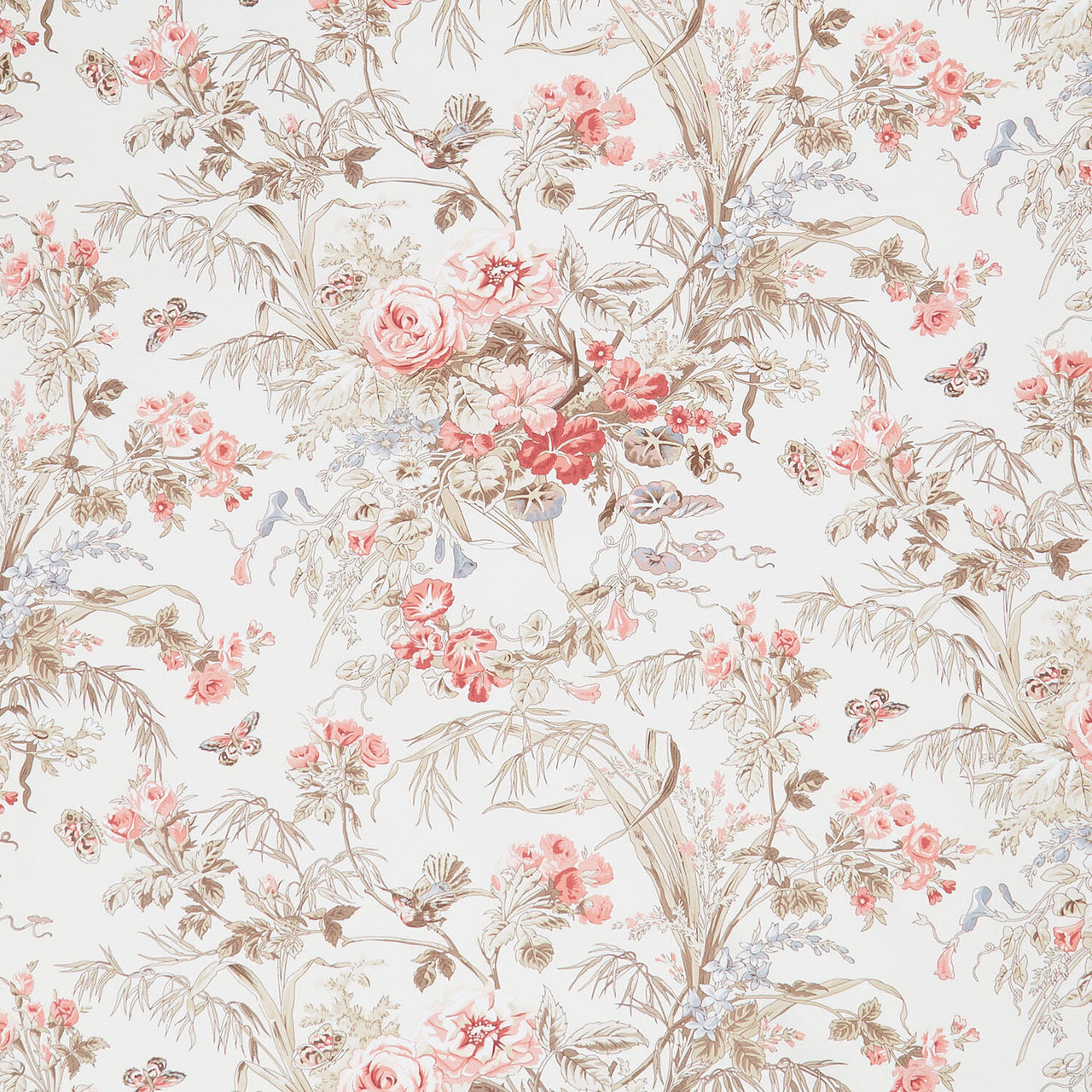 Meadow Blush - Focal Floral White Yardage