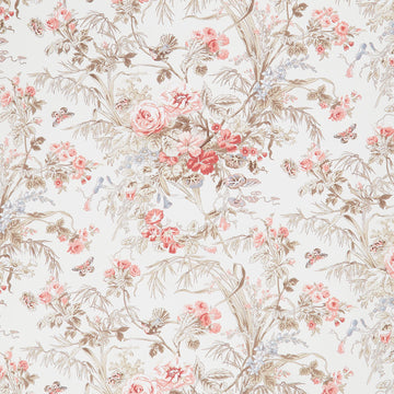 Meadow Blush - Focal Floral White Yardage