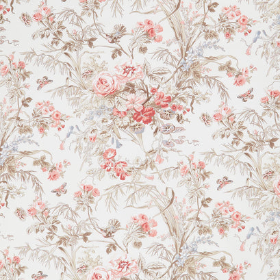 Meadow Blush - Focal Floral White Yardage