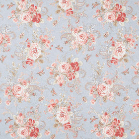 Meadow Blush - Bouquet Blue Yardage