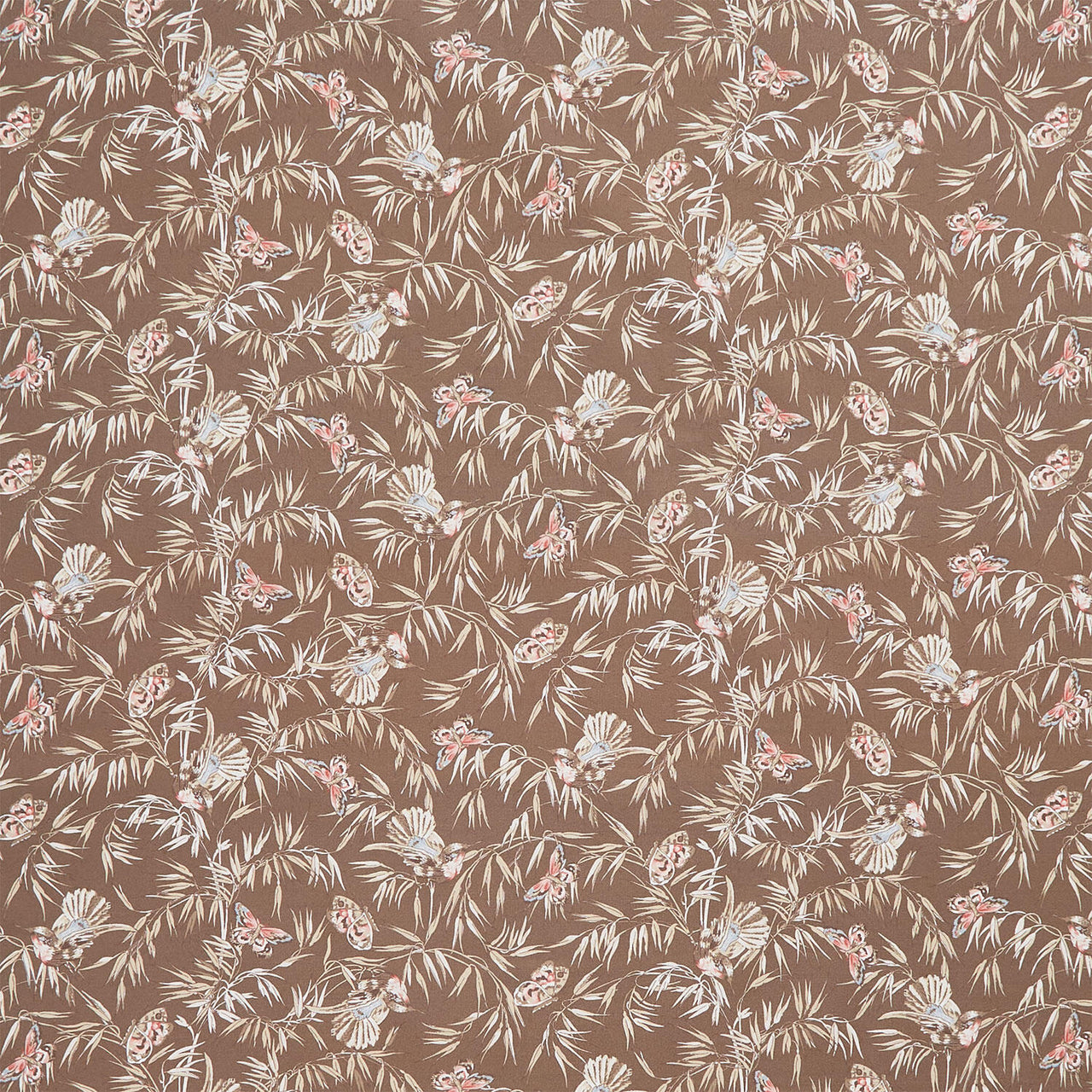 Meadow Blush - Birds and Butterflies Brown Yardage