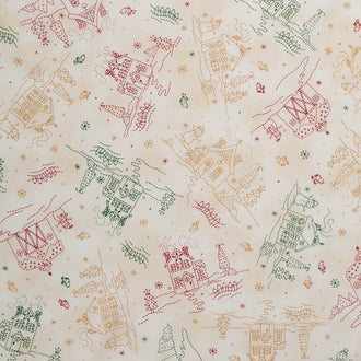 Christmastime - Cottages Red Green Yardage