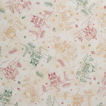Christmastime - Cottages Red Green Yardage