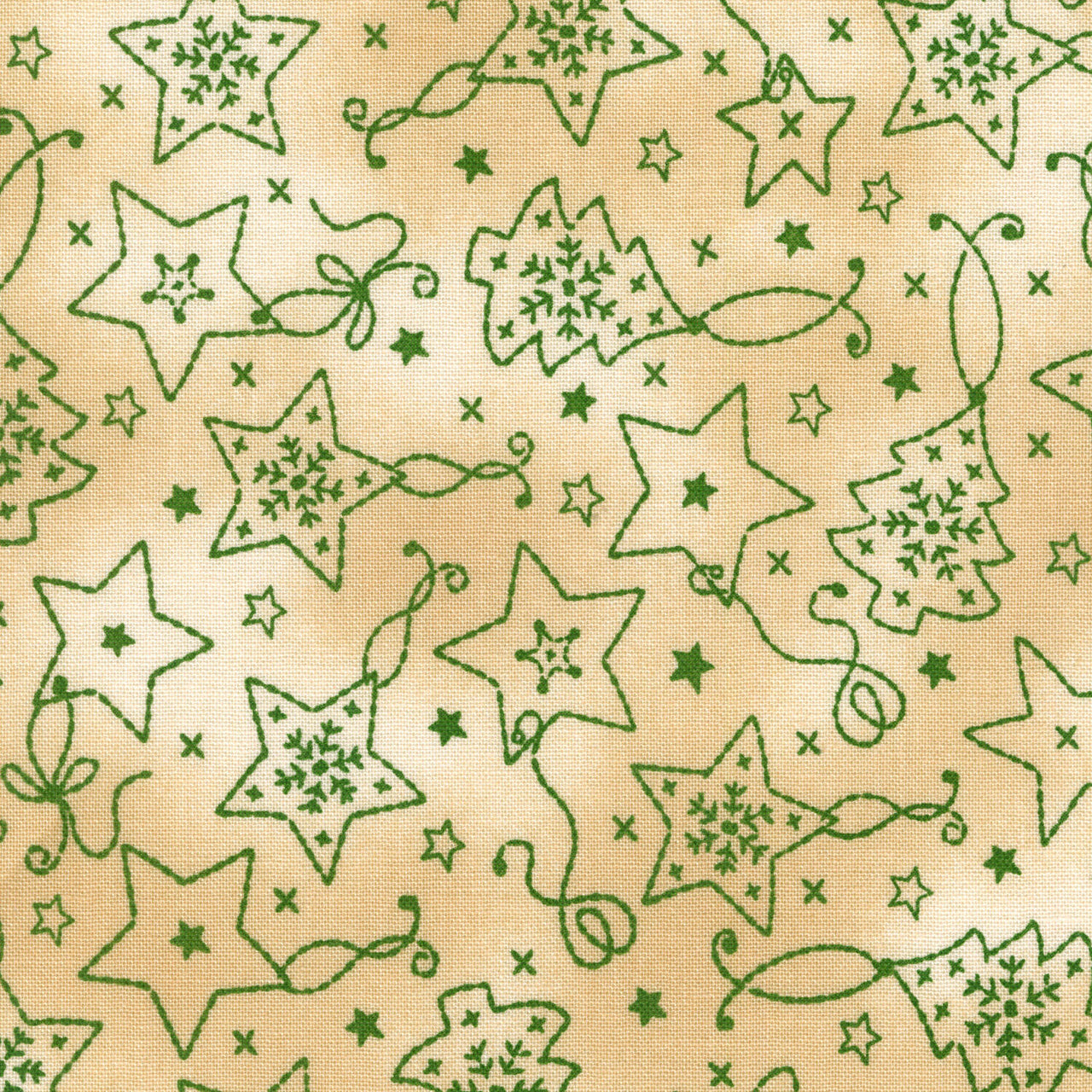 Christmastime - Ornaments Cream Green Yardage