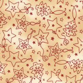 Christmastime - Ornaments Cream Red Yardage