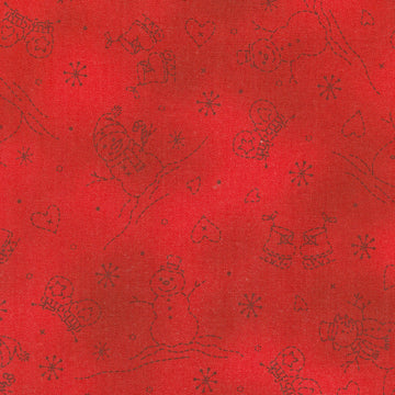 Christmastime - Snowmen Red Yardage