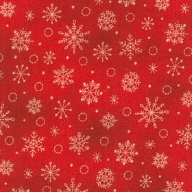 Christmastime - Snowflakes Red Yardage