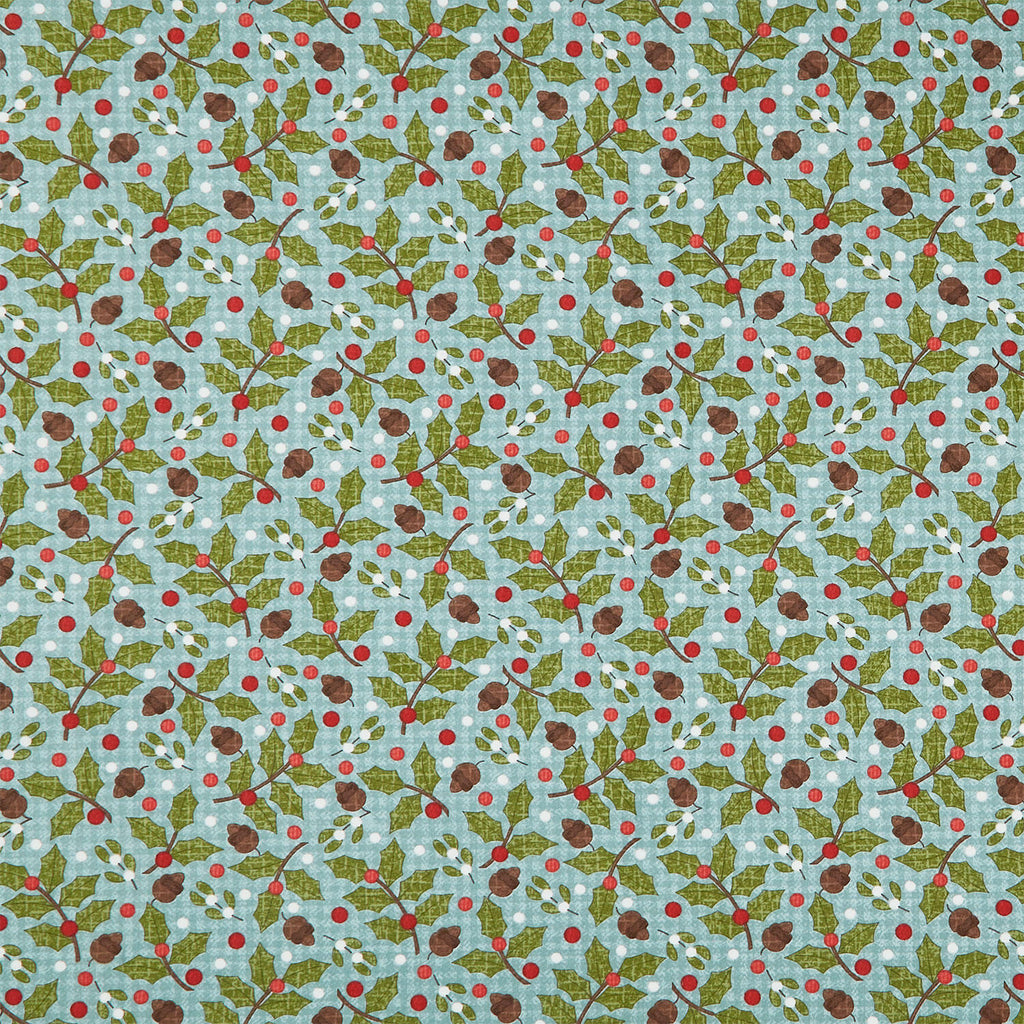 Snowtop Mountain Flannel - Greenery Aqua Yardage
