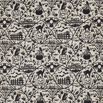 Pumpkin Grove - Halloween Motifs Tan Black Yardage