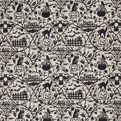 Pumpkin Grove - Halloween Motifs Tan Black Yardage