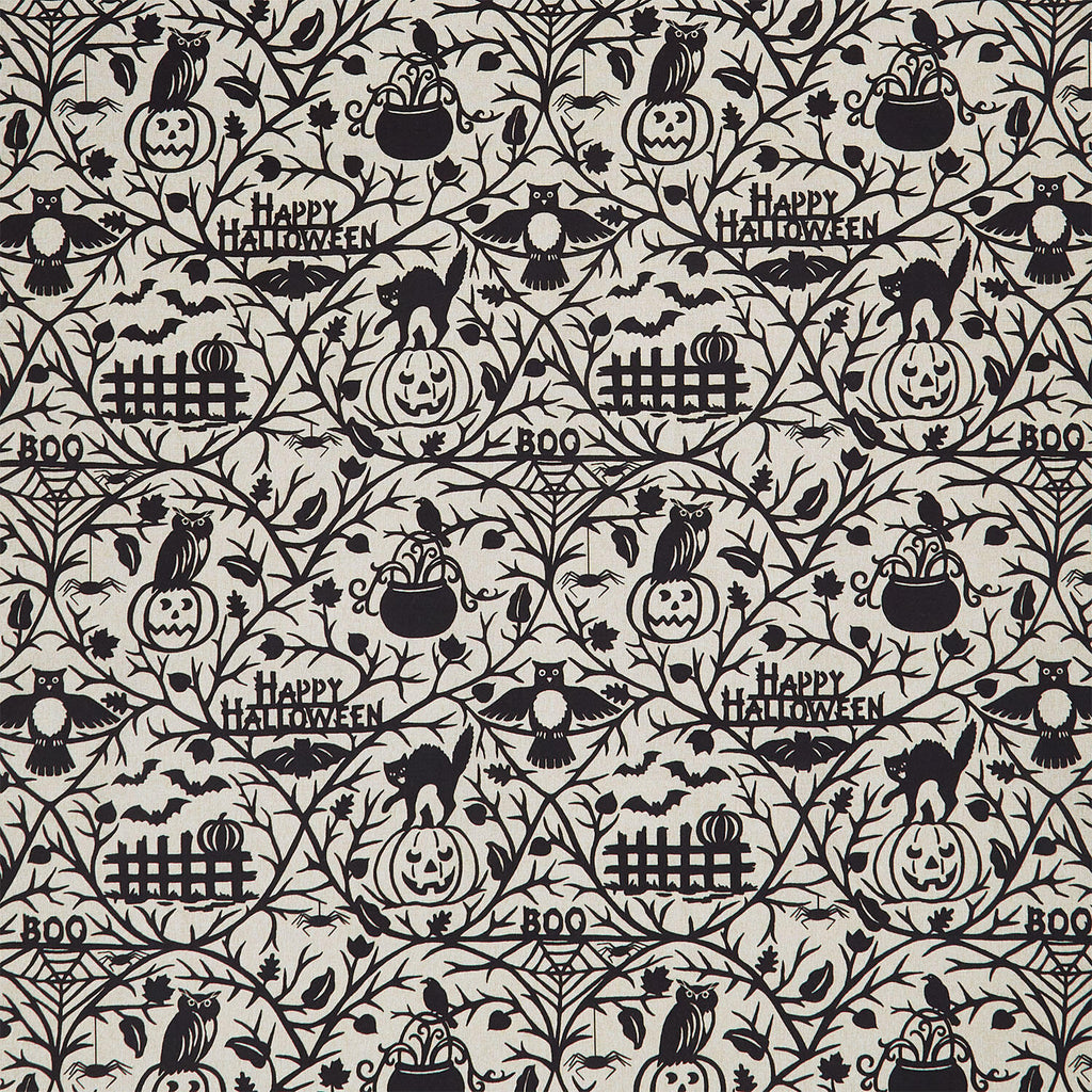 Pumpkin Grove - Halloween Motifs Tan Black Yardage