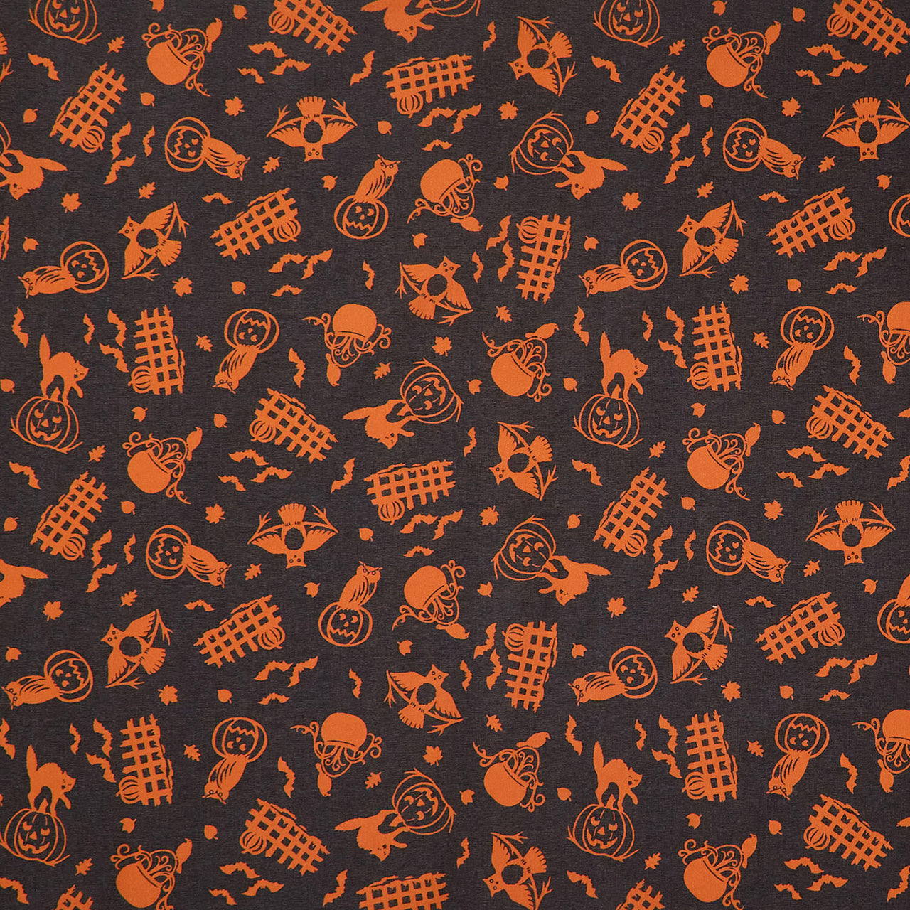 Pumpkin Grove - Spooky Fences Black Orange Yardage