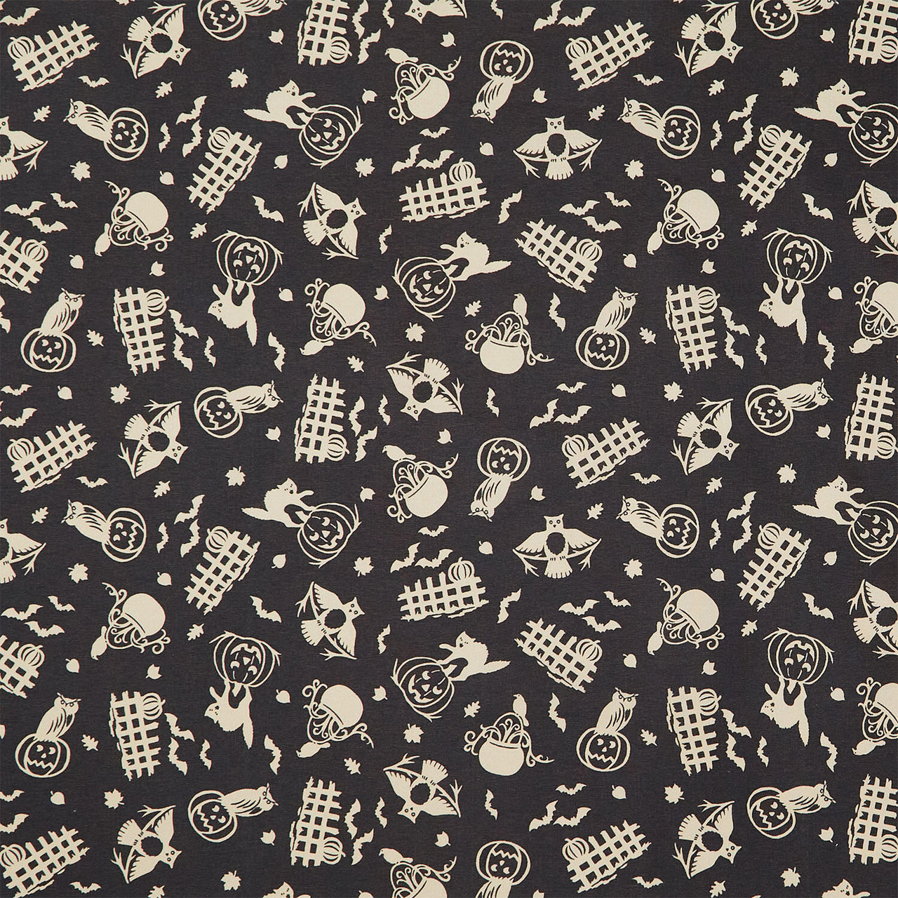 Pumpkin Grove - Spooky Fences Black Tan Yardage