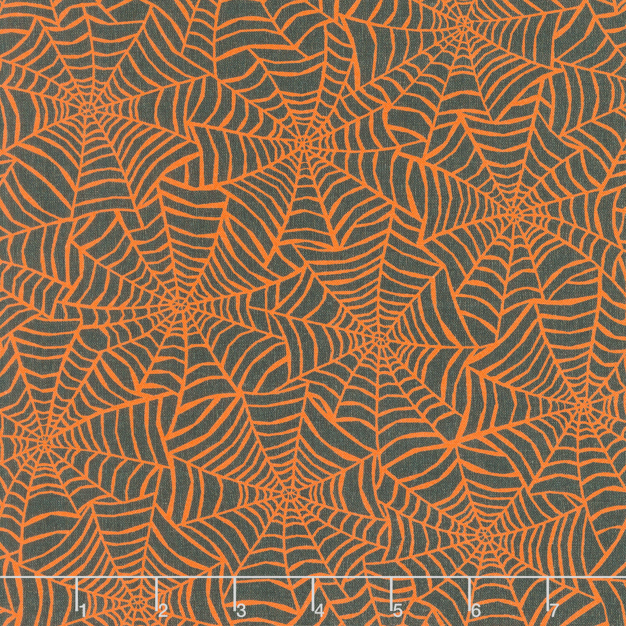 Pumpkin Grove - Spider Webs Black/Orange Yardage
