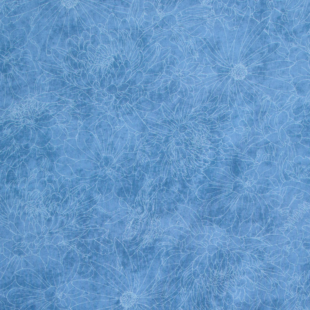 Fine Line Floral Quilt Backs - Soft Blue 108" Wide Backing Yardage