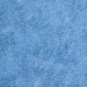 Fine Line Floral Quilt Backs - Soft Blue 108" Wide Backing Yardage