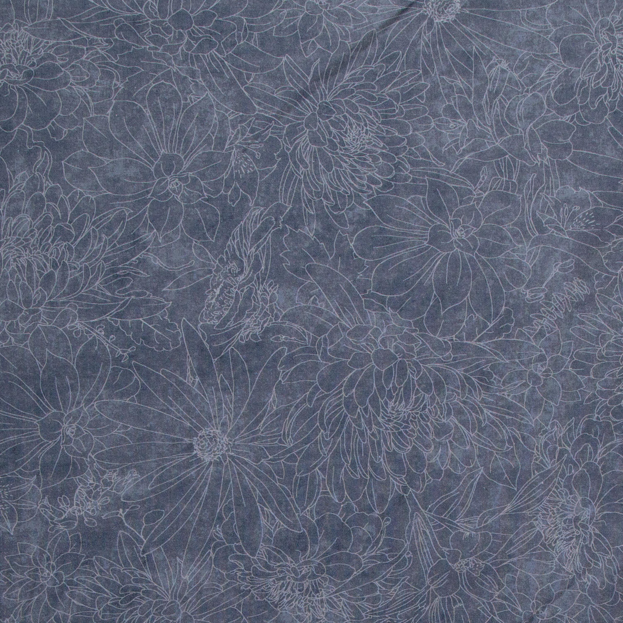 Fine Line Floral Quilt Backs - Medium Gray 108" Wide Backing Yardage