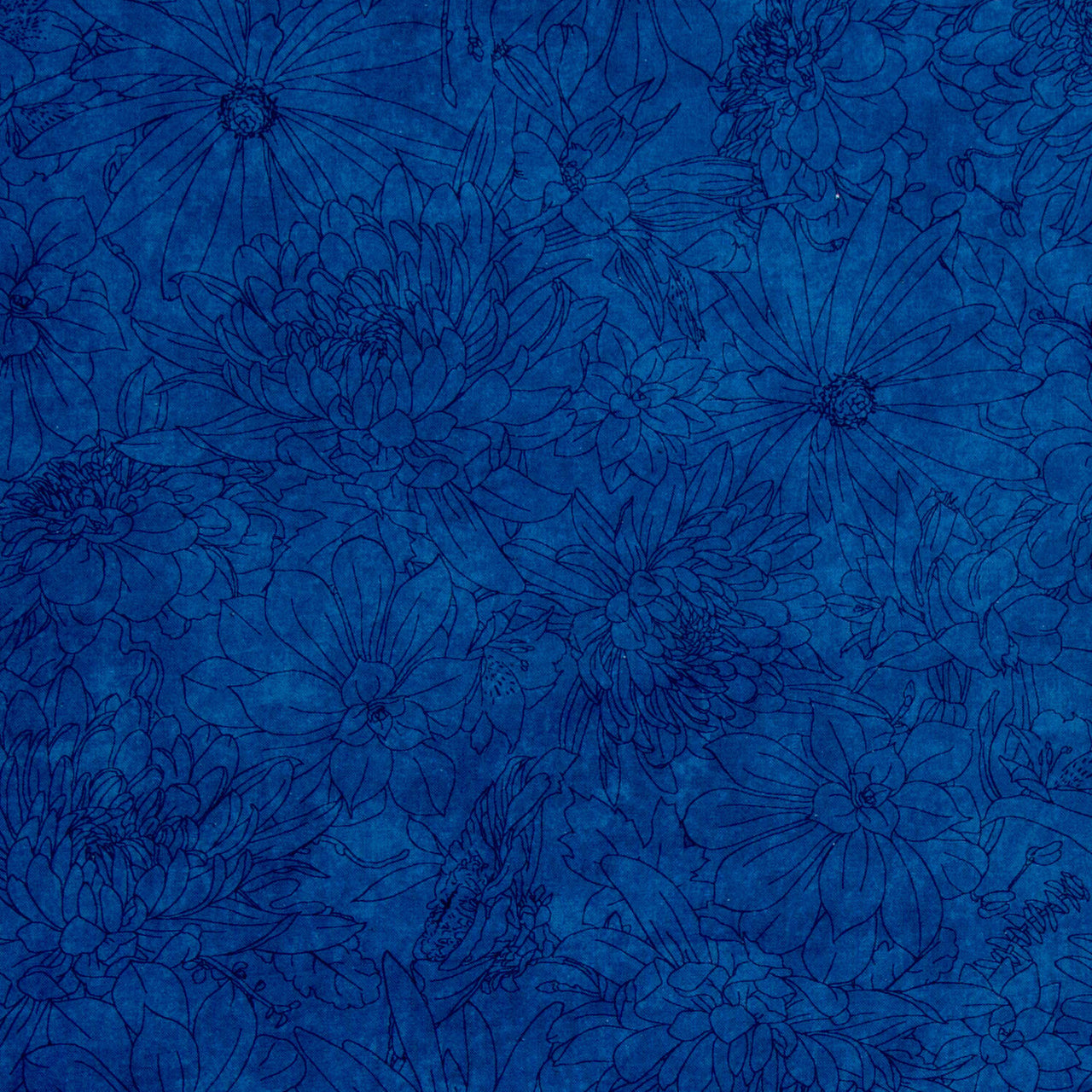 Fine Line Floral Quilt Backs - Deep Navy 108" Wide Backing Yardage