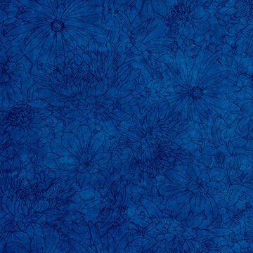 Fine Line Floral Quilt Backs - Deep Navy 108" Wide Backing Yardage