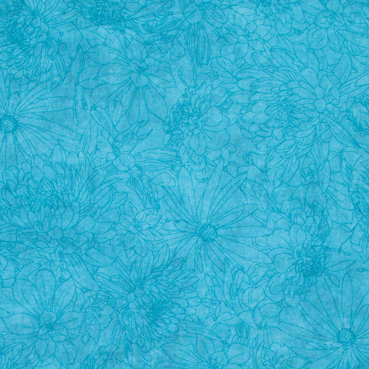 Fine Line Floral Quilt Backs - Soft Aqua 108" Wide Backing Yardage