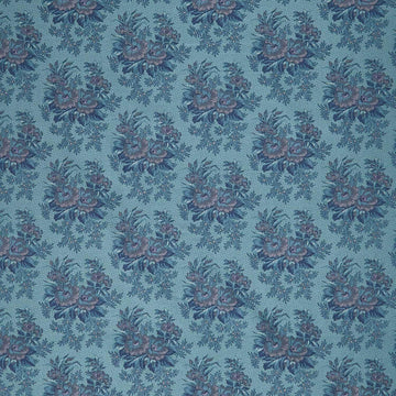 Midnight Bloom - Large Floral Clusters Teal Blue Yardage