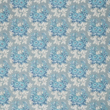Midnight Bloom - Large Floral Clusters Tan Aqua Yardage